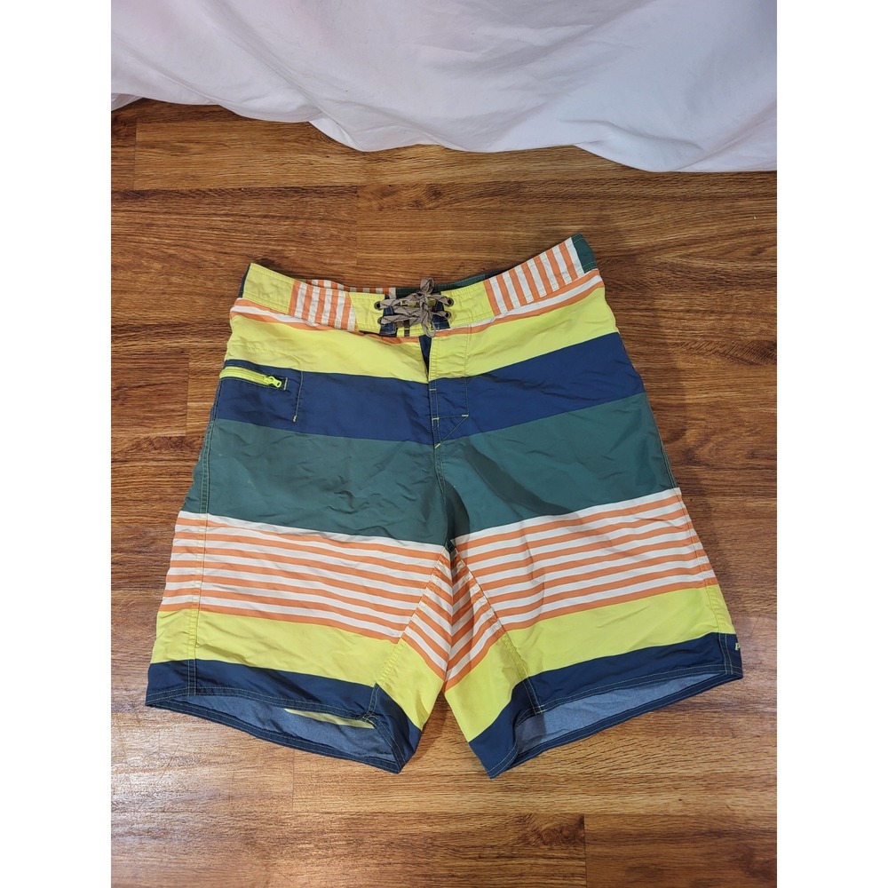 Patagonia Board Shorts Mens 33 Sunset Striped Wavefarer Volley Swim Drawstring
